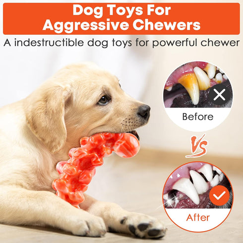 Dog Toys for Aggressive Chewers: Chew Toys for Training and Cleaning - Dog Toys for Large Dogs - Indestructible Dog Toy to Keep Them Busy...