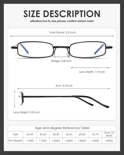 3 Pack Slim Pocket Reading Glasses for Men Women Blue Light Blocking Compact Readers Spring Hinge Metal Frame Eyeglasses with Portable Pen Clip Tu...