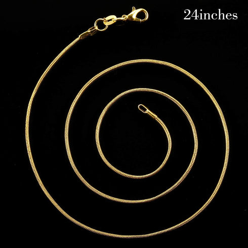 TecUnite 24 Pack Gold Snake Chain Necklace Chains with Lobster Clasps Gifts DIY for Jewelry Making, 1.2 mm...