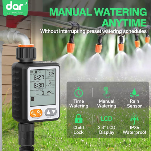Hose Water Timer, Sprinkler Timer Programmable irrigation Timer for Garden Hose Faucet Timer with Rain Delay/Manual/Waterproof drip irrigation sys...