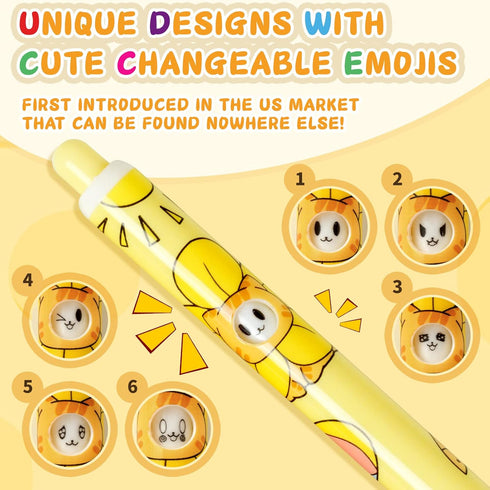 12pcs Cute Kawaii Animal Pens, Changeable Cats Dogs Emojis, Fun School Stationary Vet Office Supplies, Gift Sets for Kids Teen Girls Boys Veterina...