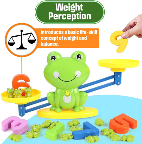 CozyBomB™ Homeschool Kindergarten Balance Board Game - Preschool Activities Math Learning Stem Montessori Cool Toys Educational with Frog Scale Ca...