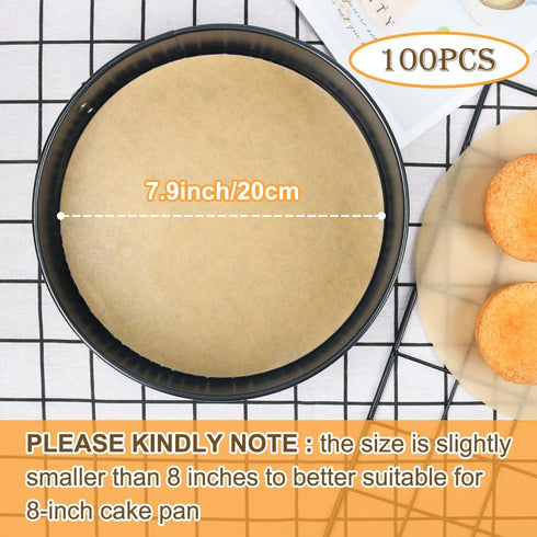 BYKITCHEN 8 Inch Parchment Paper Rounds, Non Stick Parchment Paper Sheets for Baking, Pre-cut Round Parchment Paper for Cake Pan, Tortilla Press, ...