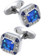 Rectangle Crystal Silver Tone Cufflinks for Men Purple/Blue/Transparent Crystals Men's Cuff Link Set for Wedding Shirt Party Business Birthday Ann...