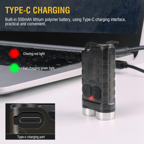BORUIT V3 Small Powerful EDC Flashlight with Red UV Blue Light,High Lumens 900LM USB-C Rechargeable Mini Pocket Keychain Flashlight-12 Modes,IP65 ...