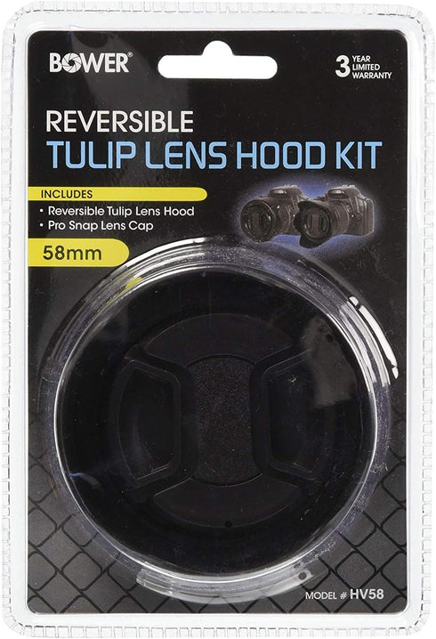 Hakosco Home Appliances Wearable Cameras Bower 58 mm Tulip/Flower Shaped Hood with Lens Cap HV58, Black...