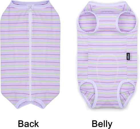 Puppy Striped Recovery Suit for Female Male Dogs Cats,Zip Up Dog Onesie Recovery Shirt Abdominal Wounds,Professional Spay Neuter Dog Pet Bodysuit ...