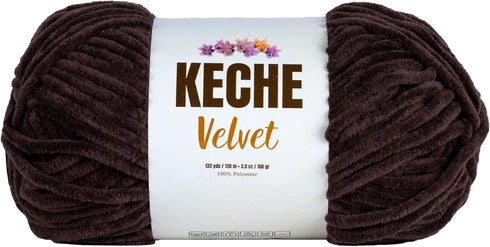 Keche Velvet Yarn for Crocheting, Soft Chenille Bulky Baby Blanket Amigurumi Yarn 100 gr (132 yds) - Brown......