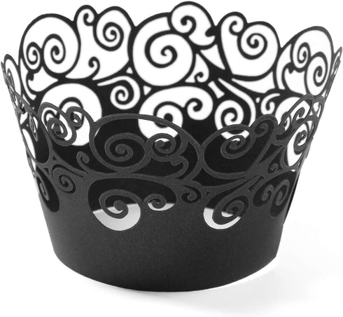 Cupcake Wrappers, KPOSIYA 100 Pack Cupcake Wraps Filigree Artistic Bake Cake Paper Cup Little Vine Laser Cut Liner Baking Cups Muffin Case Trays f...