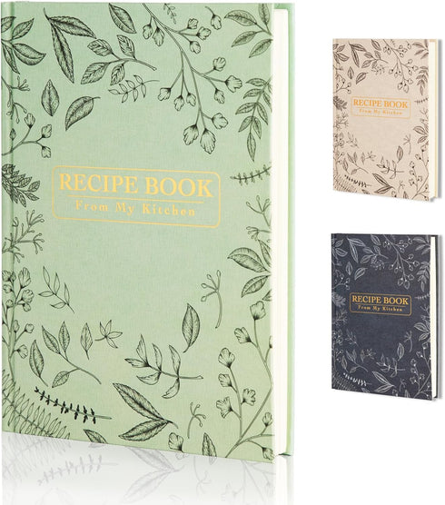 Blank Recipe Book with Waterproof Hardcover, Recipe Book to Write in Your Own Recipes, 70+ Empty Family Recipe Book, Recipe Notebook, Green...