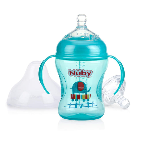 Nuby Non-Drip 3-Stage Nurser with Wide Neck - Bottle to Sippy Cup - (3-Pack) 11 Oz - 3+ Months...