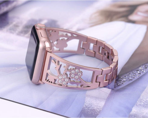 Bling Bracelets Compatible with Apple Watch Band 46mm/45mm/44mm/42mm iwatch Bands Series 10/9/8/7/6/5/4/3/2/1/SE, Women Stainless Steel Dressy Jew...
