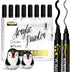 Black Paint Marker, 8 Pack Dual Tip Acrylic Paint Pens, Ideal for Wood, Rock Painting, Canvas, Stone, Glass, Ceramic...