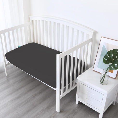 Biloban Crib Sheets Fitted, 2 Pack Crib Sheet Fits for Standard Crib Mattress, Neutral Toddler Bed Sheets for Baby Boys and Girl, Black, 52”X 28”...