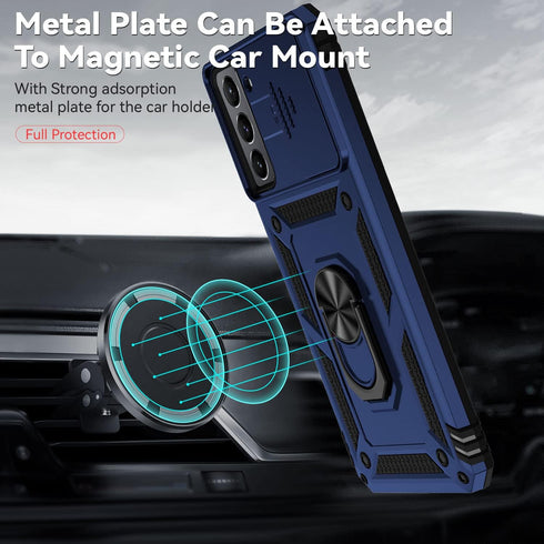 Protective Case with Screen Protector for Samsung Galaxy S21 5G - Dual Layer, Magnetic Ring Holder, Kickstand, Drop Tested - Navy Blue......