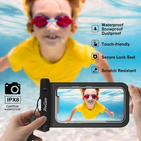 ProCase 2 Pack Waterproof Phone Pouch Case, 7" Universal Underwater Cellphone Dry Bag for iPhone 16 15 14 13 Pro Plus Max 12 11, Galaxy S24 S23 S2...