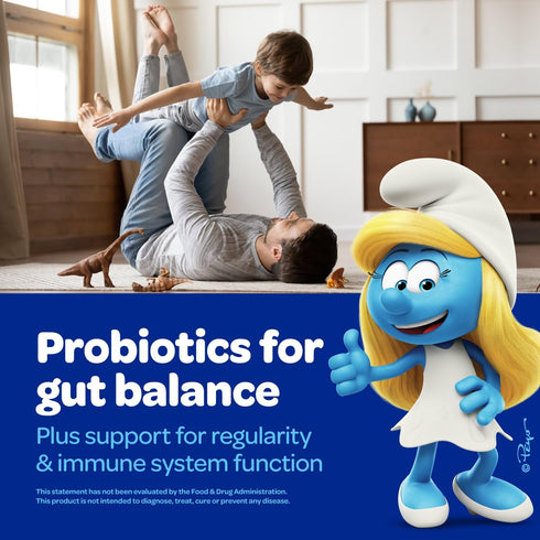 The Smurfs Kids Probiotic Gummies with 1 Billion CFU Probiotics & Prebiotics Chewable Probiotic Kids for Digestive Support, Healthy Gut & Immune H...