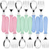 Honeydak 12 Pieces Toddler Utensils Kids Fork and Spoon Silverware Set colored Stainless Steel Safe Flatware Round Handle Utensils Baby Cutlery me...