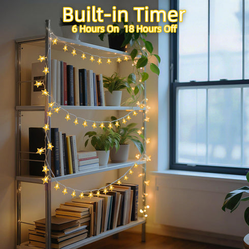 120 LED 40FT Star String Lights, 8 Modes Plug in Star Lights with Timer & Memory, Indoor Outdoor Christmas Twinkle Light for Birthday Party Bedroo...