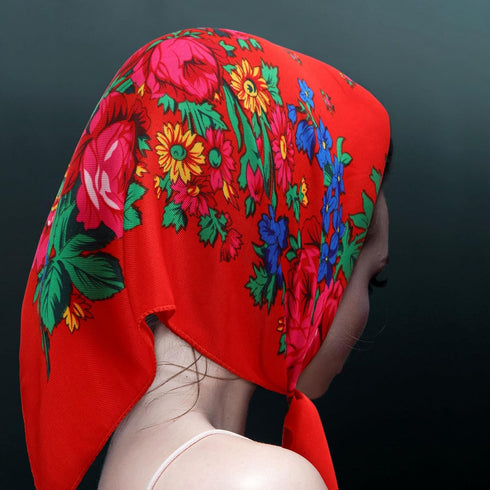 4 Pcs Russian Ethnic Scarf Square Hair Head Scarves Printed Polyester Flower Neck Scarf Women Square Scarf Head Scarf for Women Girls...