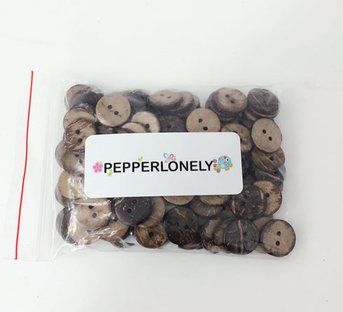PEPPERLONELY Brand 100PC Brown Coconut Shell Buttons 2 Hole Scrapbooking Sewing Buttons 15mm (5/8 Inch)...