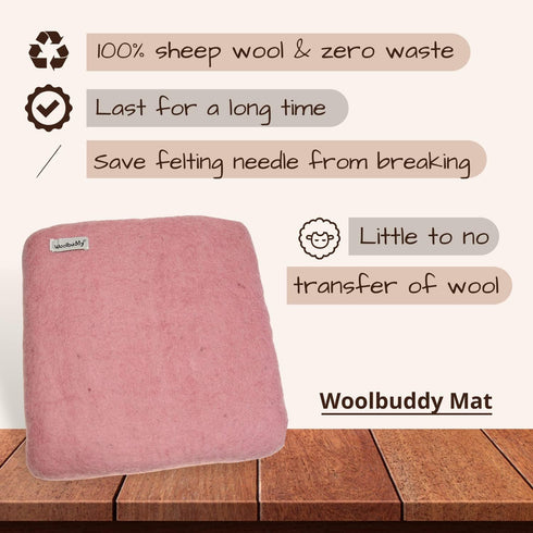Woolbuddy Needle Felting Pad – Pink Wool Mat 10x10x1.5 – Foam Alternative Base for 3D, Wet, & Dry Felting Crafts...