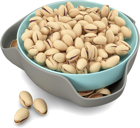 Pistachio Bowl By Elevated Essentials - Double Dish Serving Bowl with Shell Storage - Perfect for Fruit, Nuts, Candy & Snacks...