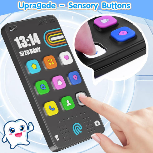 TV Remote Control Shape Baby Teething Toys and Phone Shape Teether Toys for Babies 6-12 Months, Soft Flexible Silicone Chew Toys for Baby - Black...