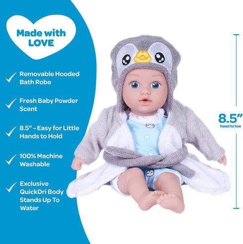 ADORA Bath Time Baby Tots Collection, 8.5" Baby Doll and Clothes Set, Made with Fresh Powder Scent, Machine Washable and Exclusive QuickDri Vinyl ...