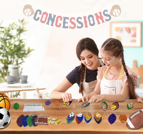 GraLeS 183 Pcs Football Earrings Faux Leather Earring Making Kits for Jewelry Making Custom Player Number Charms Earrings for Women DIY Earring Ma...