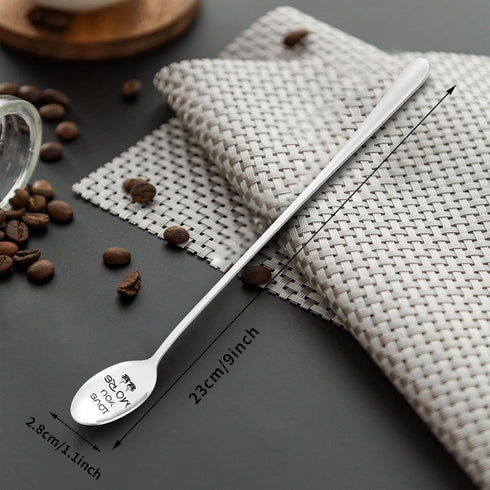 Ice Tea Spoon Birthday Gifts, 9-Inch Engraved long Coffee Spoon Funny Gifts for Valentine's Day, Mother's Day, Father's Day, Christmas Stocking St...