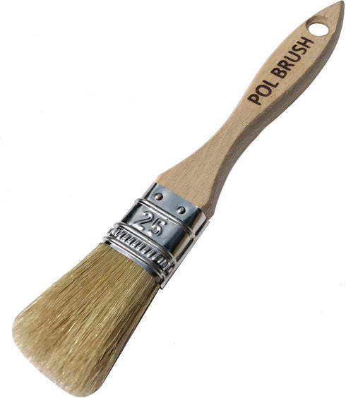 1 inch European Professional Flat Paint Brush - Natural Bristle Wooden Handle - for Acrylic, Chalk, Oil, Watercolor, Gouache, Stain, Varnish, Wax ...