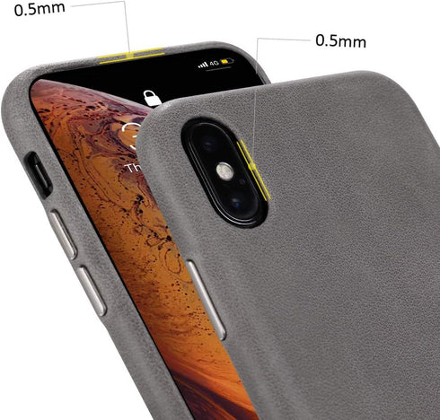 TOOVREN for iPhone X Leather Case Protective Ultra Thin Vintage Anti-Slip Grip Shell Hard Back Cover for iPhone X /10 5.8'' Gray...