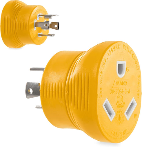 Camco 55338 PowerGrip 30 Amp 4-Prong Generator Adapter , YELLOW...