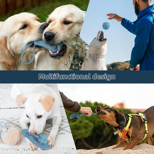 Pet Rope Toy, Dogs Aggressive Chewers Rope Toy for Small to Large Dogs, Puppy Teething Chew Pull Toy, Denim + Cotton, Tug of War Toys for Dogs (4 ...