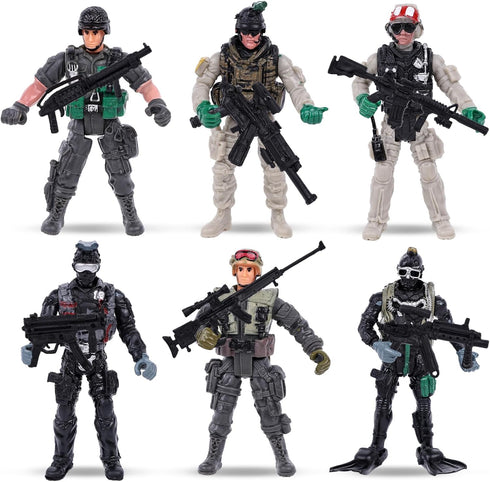AMOR PRESENT 6PCS Army Men Soldiers, Army Men Action Figure with Weapon Military Soldier Playset Army Toy Set for Kids Boys Birthday Gift Grey...