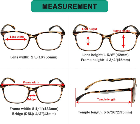 Eyekepper 5 Packing Reading Glasses Women Large Frame Readers Men +2.25...