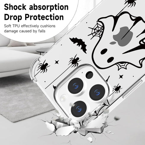 YEPO Halloween Case for iPhone 15 Pro Max Clear Fashion Designs Phone Cover Women Girls, Stylish Slim Shockproof Bumper Flower Protective Phone Ca...