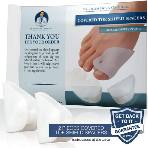 Dr. Frederick's Original Covered Toe Spacers - Gel Shields - 4 Pieces - Bunion Pain Relief...