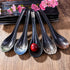 7 inch Japanese and Korean Ramen Spoon Set of 5, Asian Soup Spoon Chinese Soup Spoon Curved Handle Soup Spoon Long Handle Ceramic Miso Soup Spoons...