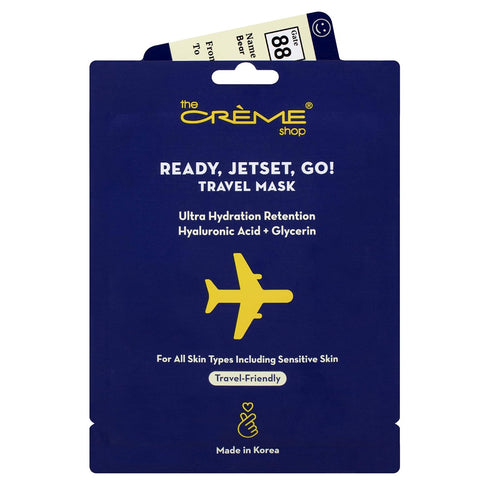 The Crème Shop - Ready, Jetset, Go! Travel Mask Full Face Masks, Korean Facial Skin Care and Moisturizer infused with Hyaluronic Acid, Glycerin - ...