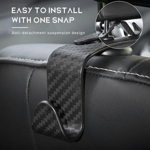 4 PCS Car Seat Headrest Hooks, Auto Seat Hook Hangers Storage Organizer, Back Seat Hanger for Car Handbag Clothes Coats Grocery Bags, Universal In...