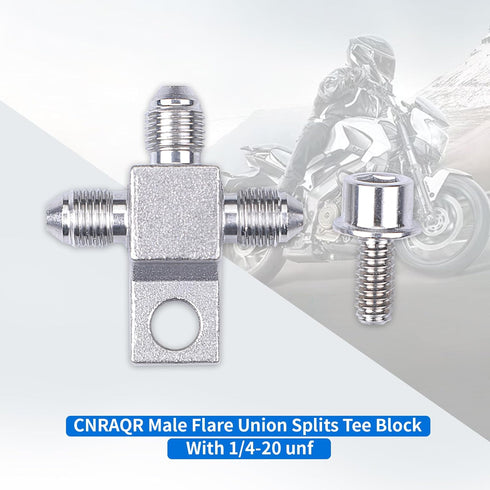 Stainless Steel AN3-3AN Male Brake Hose End Tee Block with screw 1/4-20 unf Titanium Color...