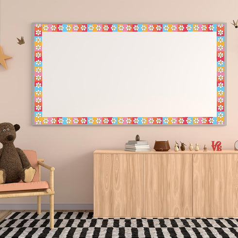 80Ft Groovy Bulletin Board Borders Boho Smile Rainbow Daisy Sun Retro Floral Pink Hippie Trim Boarders Bulletin Board Stickers for Classroom Offic...