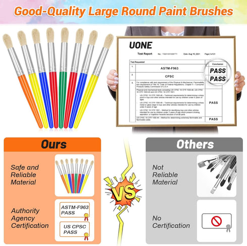 10Pcs Paint Brushes for Kids, Anezus Children Paint Brushes Toddler Large Chubby Kids Paint Brush Set for Preschool Daycare Classroom Washable Pai...