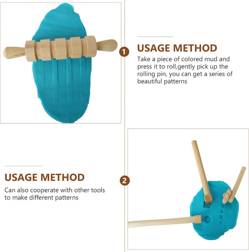 1 Set Wood Clay and Dough Textured Rolling Pins Wooden Clay Stamp for Arts Crafts Christmas Birthday...