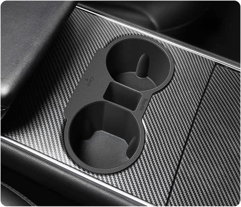 Topfit for Tesla Model 3 Model Y Water Cup Holder Insert Center Console Slot Slip Limit Clip Rubber Kit no More Spilled Drinks(Black)...