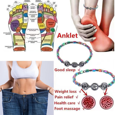 choice of all 5Pcs Hematite Bracelets for Women Hematite Bracelet Circle Star Laser Anklet Promote Metabolism Pain Relief Anklet...
