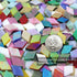 LITMIND Diamond Shaped Iridescent Glass Mosaic Tiles for Crafts Bulk, 0.79" x 0.48" Precut Mixed Colors Stained Glass Pieces, DIY Mosaic Making Su...