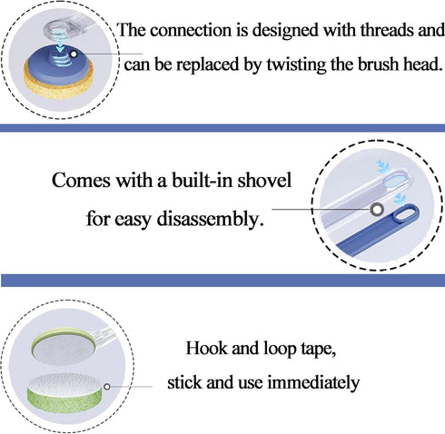 Dish Brush with 3 Multifunctional Replacement Heads for Kitchen Cleaning, Built-in Scraper Scrubber for Cleaning Pots and Pans, Sink (White)...